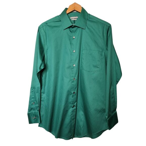 2 Van Huesen Green Orange Button Up Dress Shirts Men's 15.5 32/33 - Picture 2 of 7